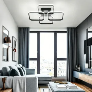 Modern Black LED Ceiling Light Flush Mount Square Ceiling Lamp, 3 Color Temperature, Energy-Efficient Indoor Lighting Fixture Fo