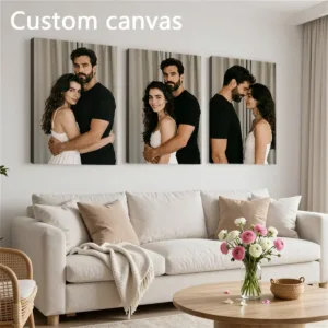 Customizable 3-Panel Canvas Art – Personalized Photo Prints, Unframed Home Decor, Valentine's Day Decor; Exquisite, High-Quality
