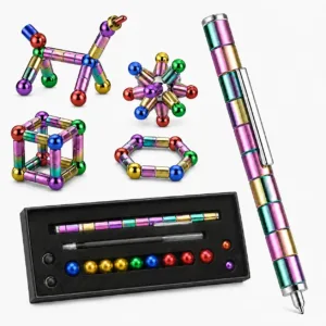 AxianAlan Magnetic Fidget Pen, Multifunctional Magnetic Puzzle Pen with Metal Balls, Stylus Tip & Ballpoint Refill, Creative Des
