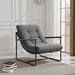 Corduroy Sling Accent Chair, Modern Upholstered Lounge Armchair for Bedroom Living Room Decor