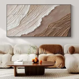 Ocean Waves Abstract Textured Thick Oil Painting Hand Painted Heavy Texture Canvas Art Wabi Sabi Painting Earth Tone Waves Art