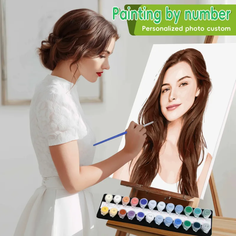 Painting By Numbers Photo Customed DIY Acrylic Paint Picture Canvas Portrait Family Children Photo Christmas Gifts