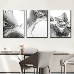 3PCS Frameless Abstract Black and White River Canvas Painting Nordic Posters Wall Art Print Pictures For Living Room Home Decor