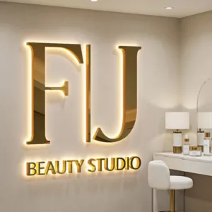 Custom Backlit Sign 3D Metal Illuminated Logo Personalized for Beauty Salon Spa Storefront Indoor Outdoor Signage Decor