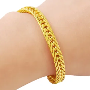 24K Gold Bracelet Sideways 5MM Keel Gold-Plated Fashion Bracelet, Suitable For Women'S Jewelry Gifts