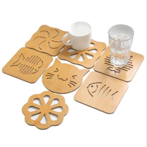 Creative Cartoon Shape Heat-resistant Placemat Wooden Cute Shapes Insulation Heat Table Mat Dining Cup Placemat Table Decor