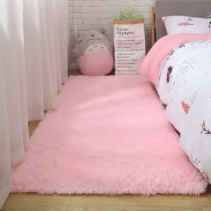 Pink Bedroom Carpet For Children's Room Cute Girls Floor Soft Mat Living Room Decoration White Fluffy Large Kids Bedside Rugs