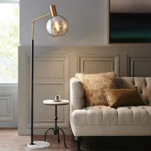 Simple Modern LED Standing Light Living Room Bedroom Study Glass Lamp Black Gold White Metal Marble Floor Lights Free Shipping