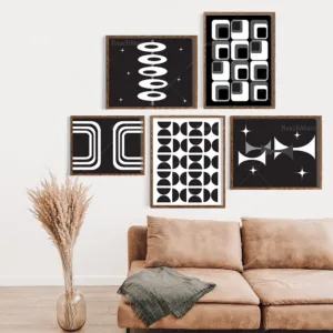 70s black and white abstract wall art prints, retro printing, black and white art, beautiful room art decoration canvas canvas h