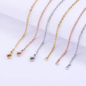 Fnixtar 10Pcs 40 45 50 55 60cm Stainless Steel Cable Chain Necklaces 1mm 1.5mm 2mm Thickness Chain Necklaces For Women's Jewelry