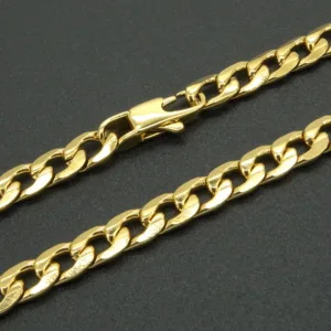 Gold Color Necklace Stainless Steel 6MM 20''-36'' Inches Men Women Fashion Jewelry Curb Cuban Chain Masculine Choker