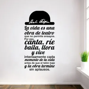 Spanish Quote La vida es una obra de teatro Vinyl Wall Sticker Decals Art for Living Room Home Decor House Decoration