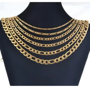 1 piece 8-40 Inches Gold Color Figaro Chain Necklace 3-7.5MM Stainless Steel Figaro Link Chain for Men Women