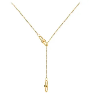 MinaMaMa Vintage Stainless Steel Chain U Shape Pendant Necklaces For Women Geometry Y Choker Jewelry