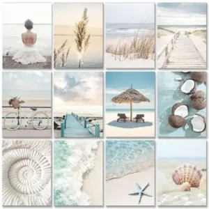 GATYZTORY Acrylic Paint by numbers Beach Drawing On Canvas Diy Oil Picture By Number Home decor Handicraft Handiwork Art