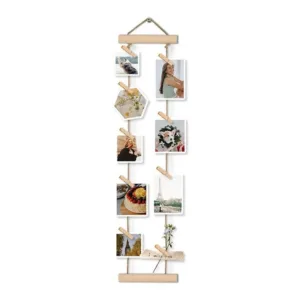 New Wooden Hanging Photo Clips DIY Assembly Double-Sided Multi Photo Cards Organizer Decorative Wall Photo Holders Home