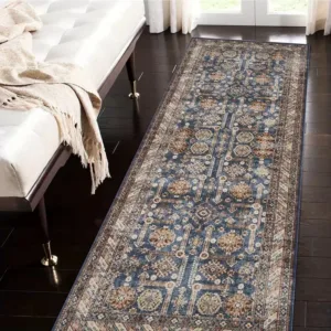 VIKAMA Vintage Luxury Rug - Stain-Resistant and Durable Bedroom Entrance, Bedside Mat, Hallway Runner Home Decor