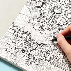 One Copying Line Drawing Coloring Book, Line Drawing Doodle, Art Line Drawing Exercise Book, 24 Pages of High-definition Paper