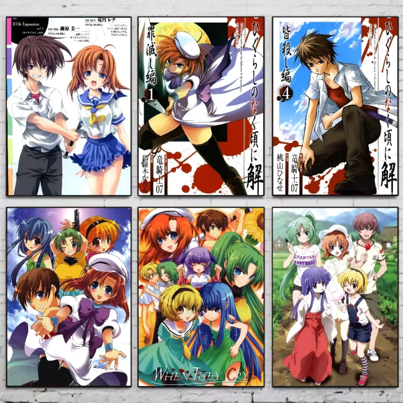 1PC Anime H-Higurashi When They Cry Poster Waterproof Wall Art Sticker For Bar Living Room Vintage Decor High Quality Print Gift