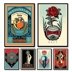 Shepard Fairey'S Abstract Art Poster Vintage Wall Art Canvas Print Painting Living Room Apartment Home Decor