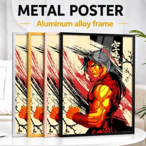 Martial Arts Warrior Digital Framed Metal Print Customized Photo High Contrast Style Wall Art For Dojo Thoughtful Fighter Gift