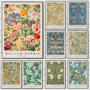 Nordic Plant William Morris Art Hanging Painting Leaf Flowers Butterfly Printing Oil Painting Canvas Painter's Residence Poster