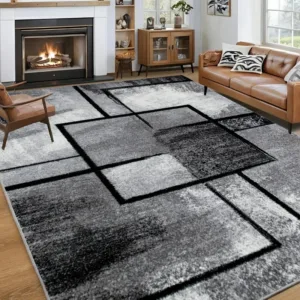 VIKAMA Modern Luxury Geometric Rug Stain-Resistant Easy to Maintain Living Room Sofa Throw Bedroom Rug Home Decoration