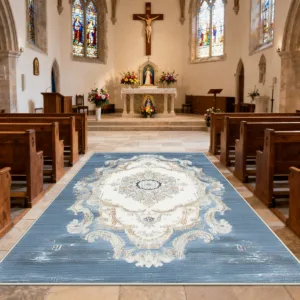 Persian Blue Luxury Easy Clean Living Room Rug Decoration Bedroom Bedside Short Velvet Carpet Big Size Non-slip Plush Floor Mats