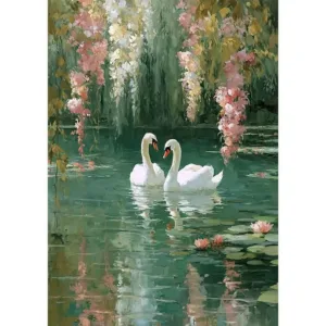 Diamond Painting The Swans on The Lake Mosaic Handmade Artwork Full Round/Square Diamonds Creative Gift Home Decor