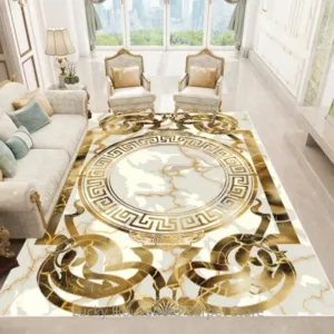 Luxury European Style Carpets Living Room Sofa Side Rugs Home Decoration Soft Golden Carpet Bedroom Cloakroom Hallway Floor Mat