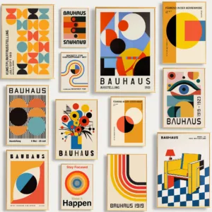 Bauhaus Simple Geometric Lines Poster Famous Art Prints Vintage Abstract Canvas Paintings Wall Art Pictures Office Home Decor