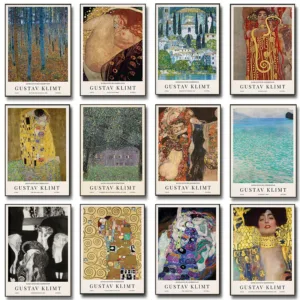 Classic Gustav Klimt Floral Exhibition Posters Nouveau Prints Klimt Museum Canvas Painting Wall Pictures Home Living Room Dec