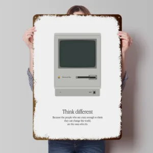 Think Different Tinplate Poster Custom Wall Art Vintage Metal Signs Retro Tin Plaque for Gaming Decoration Room House Desk Decor