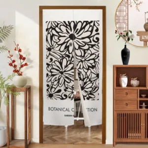 Japanese Doorway Curtain Abstract Flower Painting Printed Window Treatment Door Curtains Tapestry Polyester Panel for Room