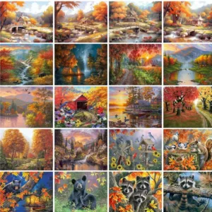 GATYZTORY DIY Painting By Numbers Kits Autumn Landscape Hand Painted Oil Paint By Numbers Unique Gift For Home Decor 40x50 cm