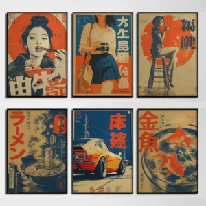 Japanese Retro Ukiyo-e Figures Nostalgia Cafes Y2k Independent Canvas Painting Wall Art Poster Picture Home Decor Mural Cuadros