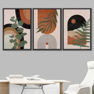 Wall Art Painting 3 Pcs Poster Desert Dune Jungle Palm Leaf Abstract Nature Illustration Living Room Home Modern Art Boho Decor