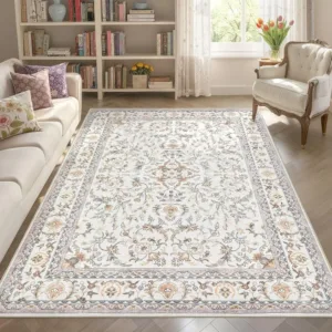 Amecrian Vintage Living Room Carpet Nonslip Machine Washable Print Coffee Table Floor Mat Large Bedroom Bedside Rug