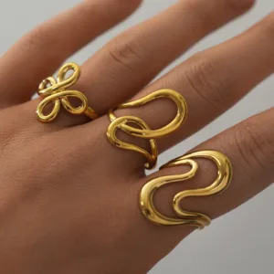 Stainless Steel Gold Color Rings for Women Men 2025 Colorfast Popular Party Personalized Exaggerated Charms Jewelry Gifts
