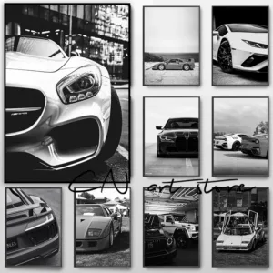 Vintage Classic Sports Car Top Speed Car Side View Series Art Poster Canvas Painting Wall Prints Picture Living Room Home Decor