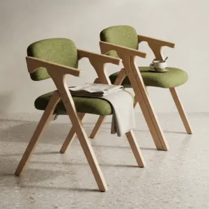 Modern Fabric Accent Armchair for Living Room Balcony Hotel Nordic Solid Wood Frame Leisure Seating Chairs for Apartment