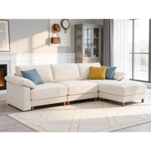 Oversized L Shaped Sectional Sofa, Extra Wide Deep Seat Modular with Washable Covers, Modern for Living Room & Apartment, Custom
