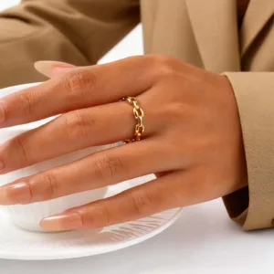 Simple Strap Chain Ring for Women,Gold Color Minimalist Stainless Steel Watch Rings,Fine Jewelry Gift