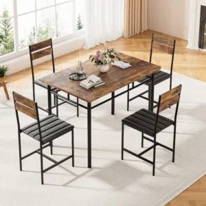 Dining Table Set for 4,Kitchen Table and Chairs for 4,Kitchen Table with 4 PU Leather Upholstered Dining Room Chairs ,Customized