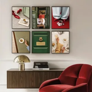 Fashion Women Afternoon Tea Coffee Poster Magazine Cover Prints Canvas Painting Wall Art Pictures for Home Living Room Decor