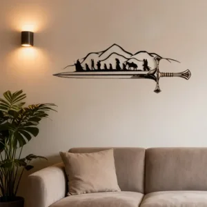 1pc the Fellowship of the Ring Metal Wall Art Retro Iron Silhouette Mural Fantasy Theme Home Decor