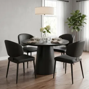 Dining Chairs Set of 4, Modern Armless Faux Leather Kitchen Chairs with Curved Back, Easy to Assemble & Clean for, Custom