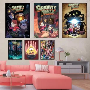 Gravity Falls Cartoon Wall Poster Aesthetic Room Decor Art Painting for Living Room Bedroom