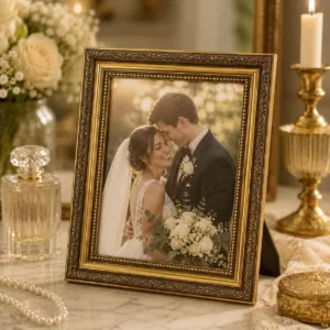 Antique Gold Photo Frame - Available in Multiple Sizes,Vintage Baroque Style Photo Frame,for Desktop or Wall Use,Home Decoration