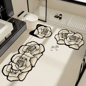 VIKAMA 1/3PCS Carpet French Premium Shaped Toilet Carpet Light Luxury Bathroom Toilet Absorbent Non-slip Cushion Home Decoration